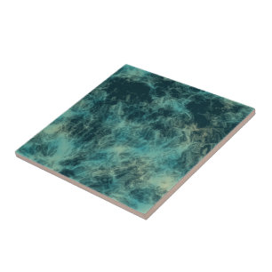 Teal Abstract Ceramic Tile