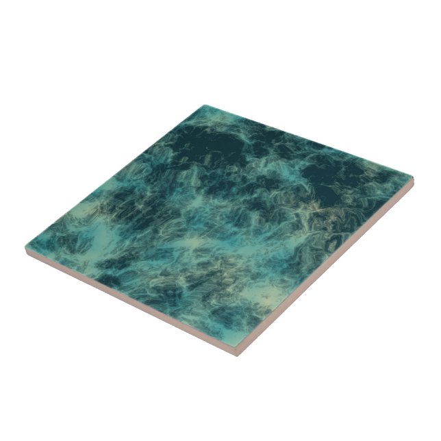 Teal Abstract Ceramic Tile (Side)