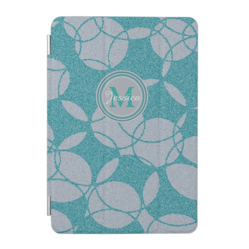 Teal Abstract Circles Pattern Personalised iPad Mini Cover
