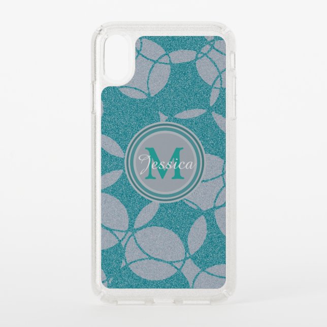 Teal Abstract Circles Pattern Personalised Speck iPhone XS Max Case (Front)