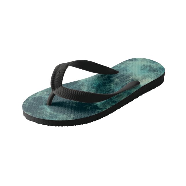 Teal Abstract Kid's Flip Flops (Angled)