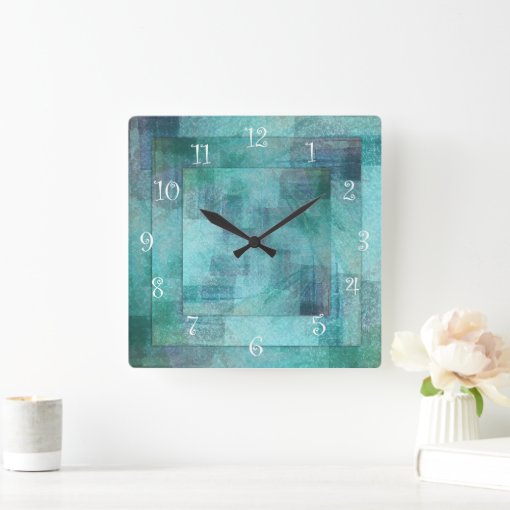 Teal Abstract Kitchen Wall Clocks | Zazzle