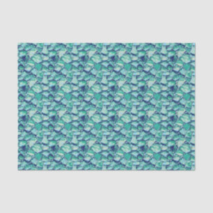 Teal Abstract Mosaic Sea Glass Faux Texture Tissue Paper