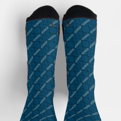    Teal Abstract Pattern Geometric Diamond Stripes Socks