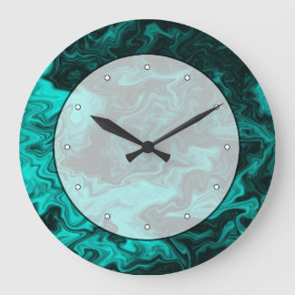 Teal Abstract Pattern. Large Clock