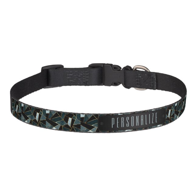 Teal Abstract Pattern Pet Collar (Front)