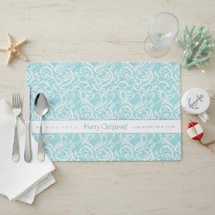 Teal Abstract Snowflake Pattern#10 ID1009 Placemat
