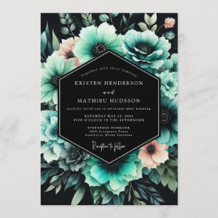 Teal Abyssal Bloom Wedding Invitation