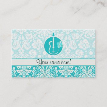 Teal Acoustic Guitars Business Card by MusicPlanet at Zazzle