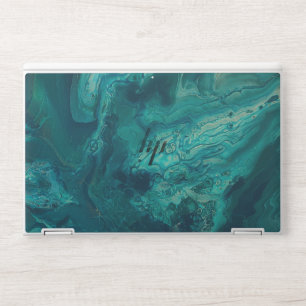 Teal Acrylic Pouring Abstract Fluid Art HP Laptop Skin