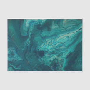 Teal Acrylic Pouring Abstract Fluid Art Tissue Paper