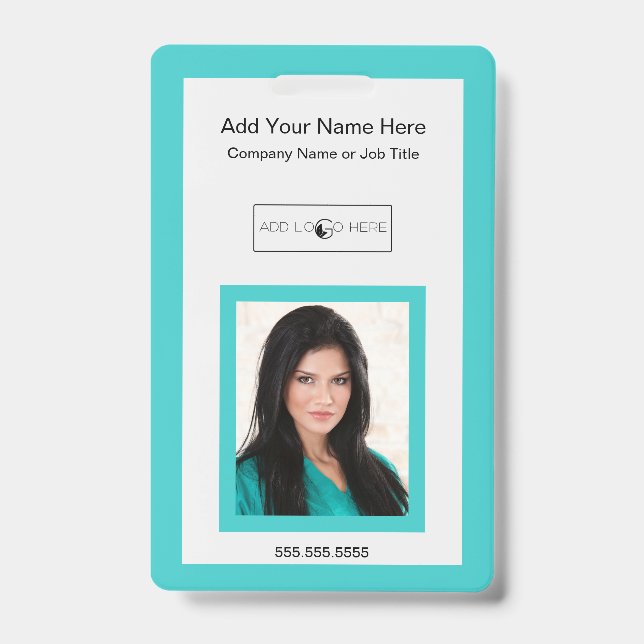Teal add photo logo identification badge (Front)