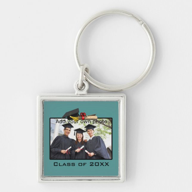 Teal Add your Photo / Year Graduation Keychain (Front)