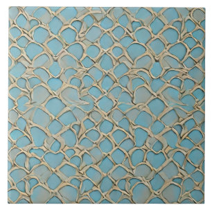 Teal aesthetic medieval dragon scale inspired ceramic tile
