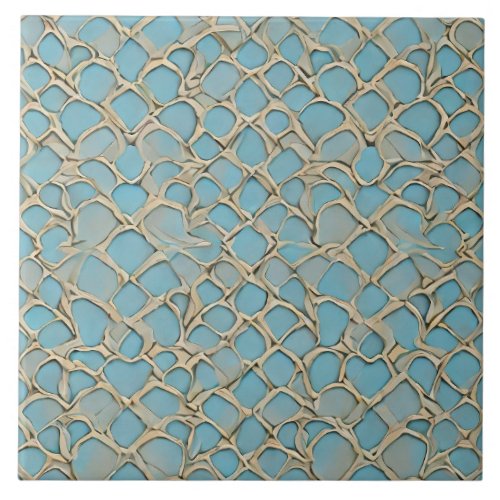 Teal aesthetic medieval dragon scale inspired  ceramic tile