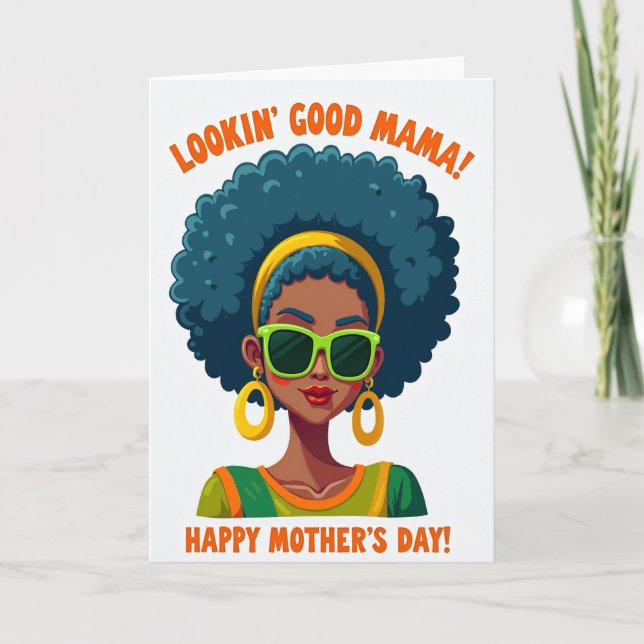 Teal Afro Mothers Day Card (Front)