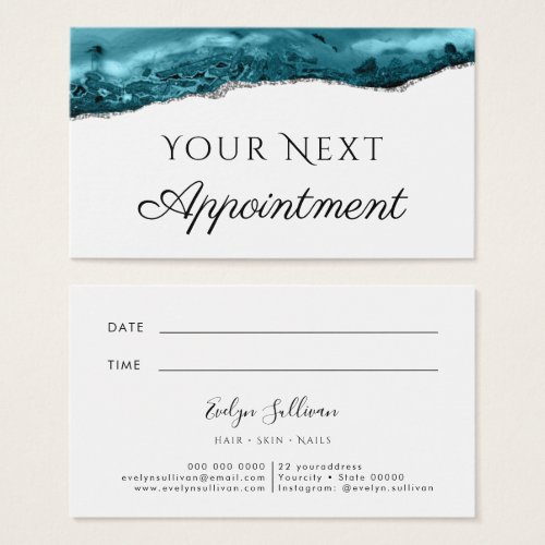 Teal Agate Appointment Card