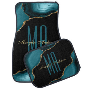 TEAL AGATE CUSTOM MONOGRAM CAR FLOOR MAT