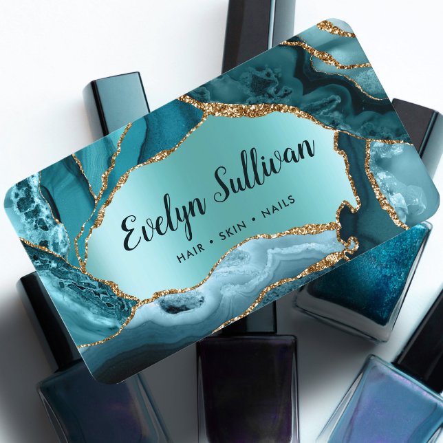 Teal Agate Faux Foil business card (Creator Uploaded)