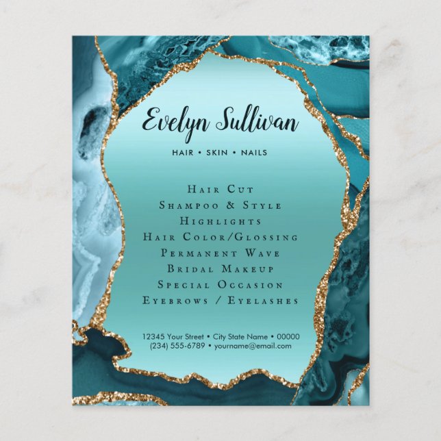 Teal Agate Faux Foil Flyer (Front)