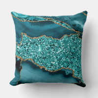 Teal Agate Geode Glitter Gold Abstract Design