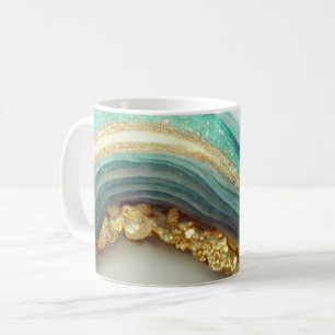 Teal Agate Geode Stone Coffee Mug