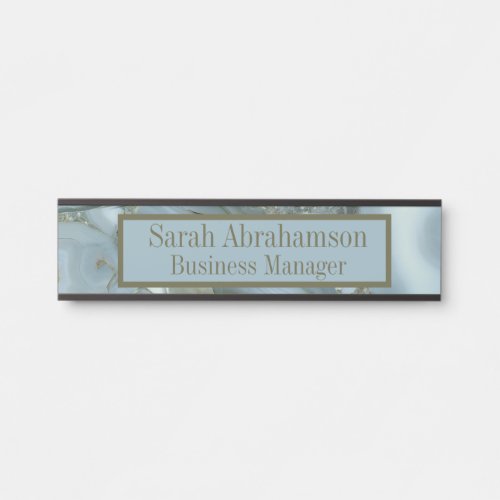 Teal Agate Marble Geode Business Office Door Sign