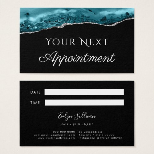 Teal Agate on Black Appointment Card