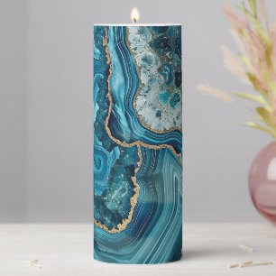Teal Agate Pillar Candle