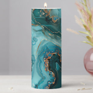 Teal Agate Pillar Candle