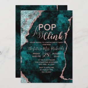 Teal Agate Pop Fizz Clink Bachelorette Party Invitation
