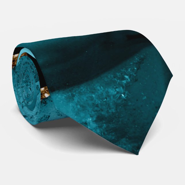 Teal agate tiled pattern Wedding Neck Tie (Rolled)