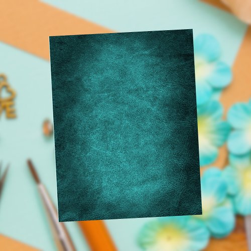Teal Aged Rustic Faux Leather Scrapbook Cardstock