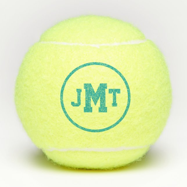 Teal All-American Monogram Tennis Balls (Front)