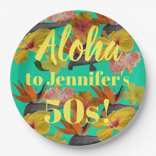 Teal Aloha to 50 Funny Luau Birthday Plates