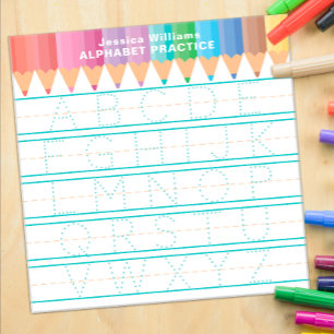 Teal Alphabet Tracing Dry Erase Board