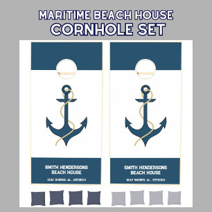 Teal Anchor Privat Beach House Cornhole Set