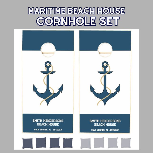 Teal Anchor Privat Beach House Cornhole Set (Creator Uploaded)