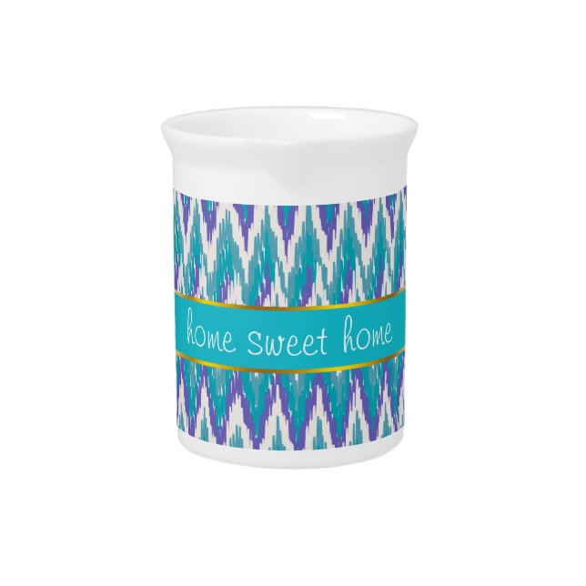 Teal and Amethyst iKat ZigZag pattern Beverage Pitcher (Front)