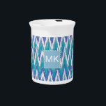 Teal and Amethyst iKat ZigZag pattern Beverage Pitcher<br><div class="desc">Purple and Teal Tribal iKat ZigZag We are celebrating the New 2013 color trends in this fun purple and teal tribal zigzag pattern - using colors from the new COLOR PALETTE 2013 - We have left all of the images used in this design customizable - You can play with them...</div>