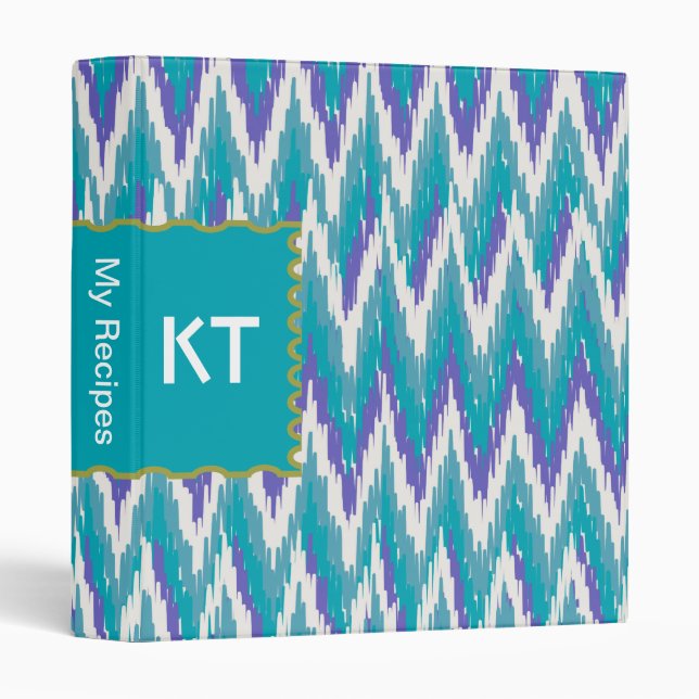 Teal and Amethyst iKat ZigZag pattern Binder (Front/Spine)