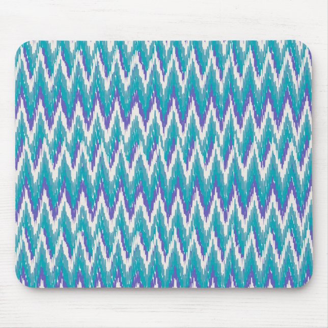 Teal and Amethyst iKat ZigZag pattern Mouse Pad (Front)