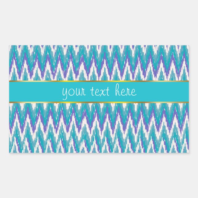 Teal and Amethyst iKat ZigZag pattern Rectangular Sticker (Front)