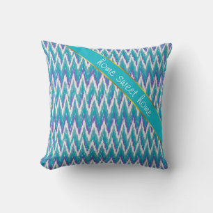 Teal and Amethyst iKat ZigZag pattern Throw Pillow