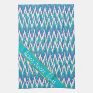 Teal and Amethyst iKat ZigZag pattern Towel