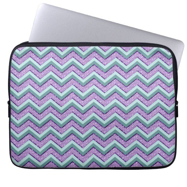 Teal and Amethyst ZigZag Laptop Sleeve (Front)