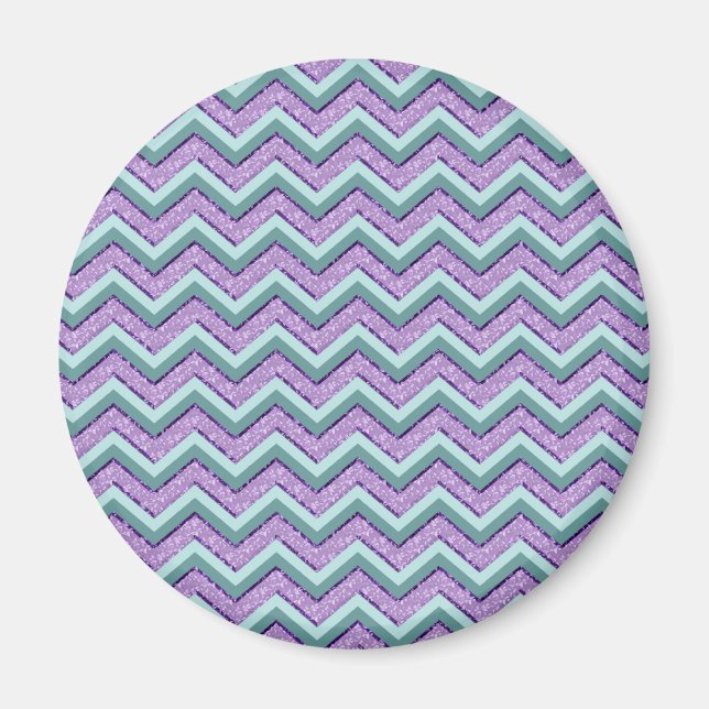 Teal and Amethyst ZigZag Magnet (Front)