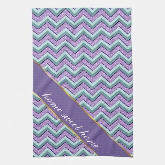Teal and Amethyst ZigZag Towel (Vertical)