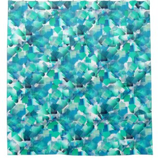 Teal and Aqua Quilted Geometric Shower Curtain