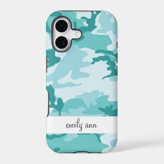 Teal and Aquamarine Urban Camoflage Pattern iPhone 17 Case